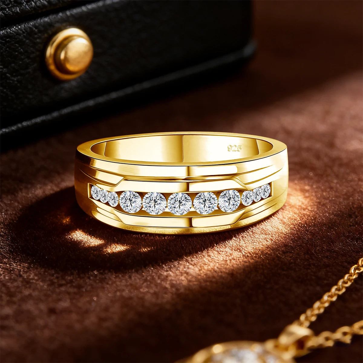 Unisex-Ring aus 925 Silber Moissanit-Verlobungsring Weißglanz für Damen und Herren