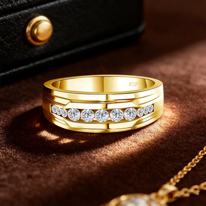 Unisex-Ring aus 925 Silber Moissanit-Verlobungsring Weißglanz für Damen und Herren