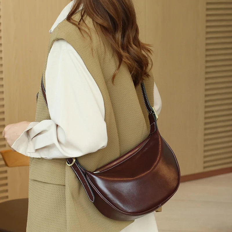 Damen Crossbody-Tasche Aus Pflanzlich Gegerbtem Leder | Vintage Stil