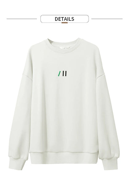 Damen-Rundhals-Sweatshirt Stickerei Kunstfell warm locker Winter
