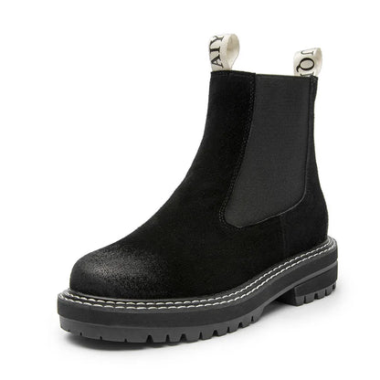 Women's Chelsea Boots Genuine Leather 2025 Autumn Winter Trend Thick-soled Women Ankle Boots All-match Marton Boots Ladies