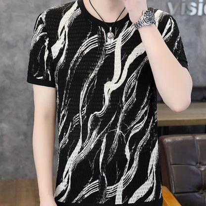Herren T-Shirt mit luxuriösem Print im lässigen Slim Fit Design