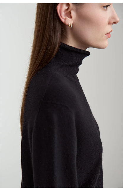Damen-Rollkragenpullover Wolle-Kaschmir warm elegant Herbst-Winter