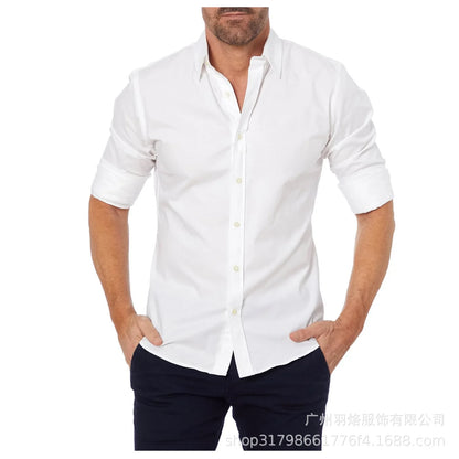 Herren Slim Fit Langarmshirt mit Vier-Wege-Stretch, bügelfrei und knitterarm in seidiger Optik – einfarbig.