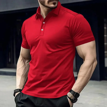 Herren-Poloshirt mit Brusttasche und kurzen Ärmeln in einfarbigem Design – ideal für den Sommer