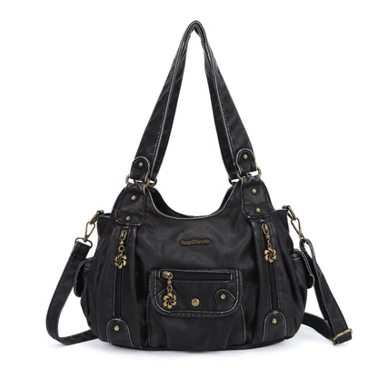 Damen-Schultertasche aus PU-Leder mit Reißverschluss und Mehrfachfächern Kompakter Alltagsbegleiter