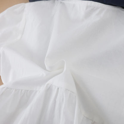 Baby Mädchen Kleid mit Marineblau Kragen Schleife Sommer Kinder Baumwolle Kleidung Kleinkind Outfit für Mädchen 2-6 Jahre