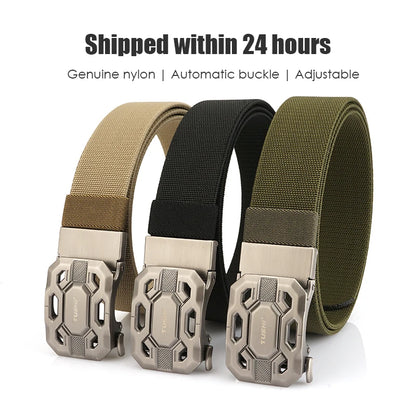 Herren-Gürtel Elastisch aus Nylon mit Metall-Schnalle für Alltag und Outdoor-Einsatz