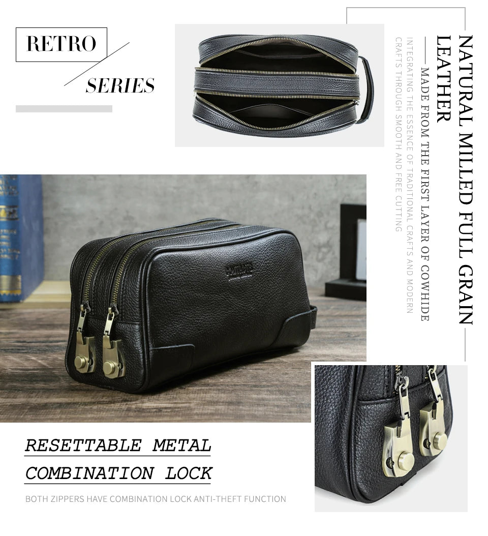 Herren-Clutch mit Metall-Kombinationsschloss, Reset-Funktion und Retro-Design
