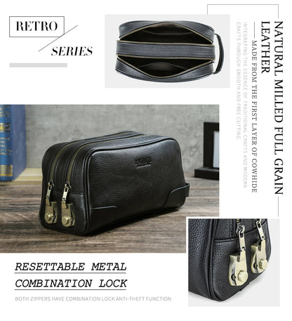 Herren-Clutch mit Metall-Kombinationsschloss, Reset-Funktion und Retro-Design