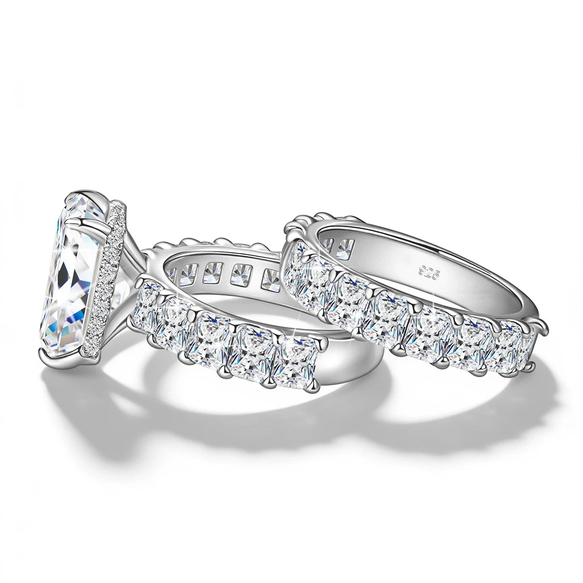 Damen-Verlobungsring Aus 925er Sterlingsilber Mit Radiant-Cut Moissanite 5 Karat Farbe D VVS GRA Zertifiziert
