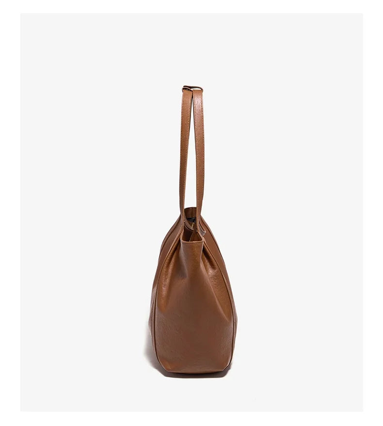 Damen-Tote-Tasche aus Rindleder mit großer Kapazität und leichtem Gewicht für Pendeln und Alltag