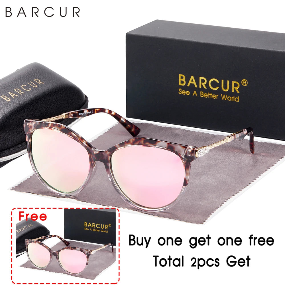 Damen-Sonnenbrille Cat Eye oval Farbverlauf UV400 polarisiert Basis