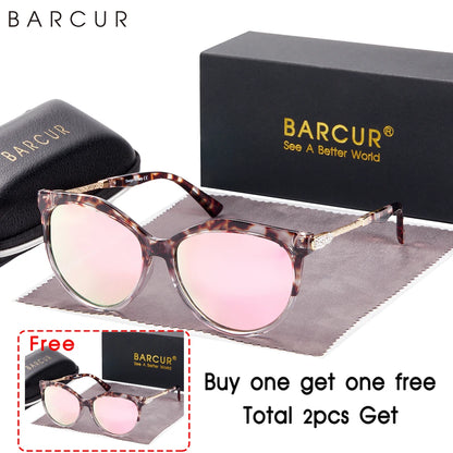 Damen-Sonnenbrille Cat Eye oval Farbverlauf UV400 polarisiert Basis