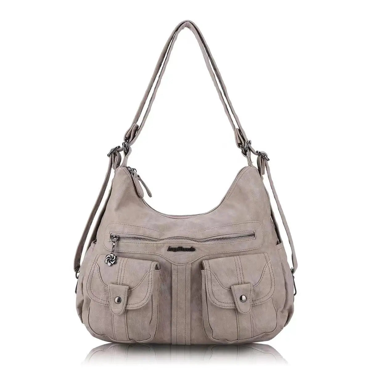 Damen-Schultertasche Aus Weichem PU-Lederimitat Mit Innenfach Und Reißverschluss Alltag Und Shopping