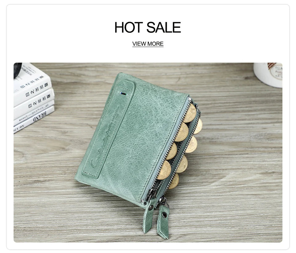 Damen Echtleder Geldbörse Bifold Vintage Portemonnaie Kartenhalter Münzbörse Geldclip