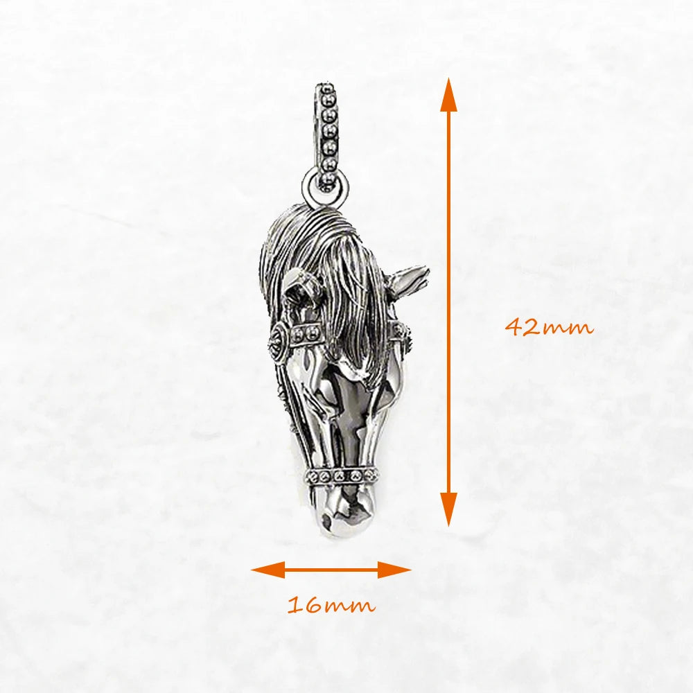 Damen-Charm-Anhänger Kriegspferd Hero Rebel Vintage aus Sterlingsilber