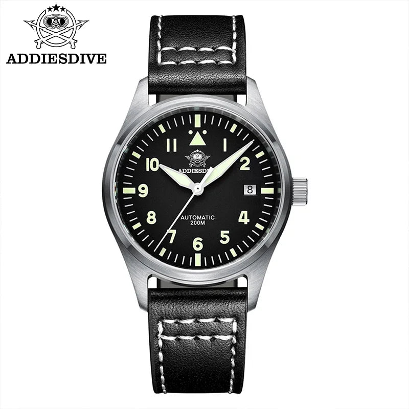 Herren-Vintage-Automatikuhr mit Lederarmband und C3-Leuchtmasse