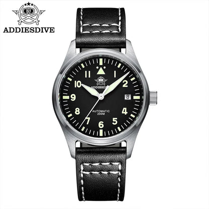 Herren-Vintage-Automatikuhr mit Lederarmband und C3-Leuchtmasse