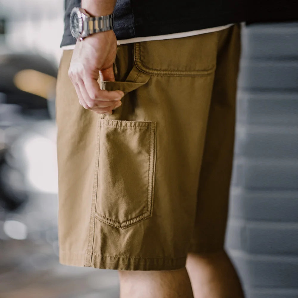 Herren Vintage Holzfäller Shorts mit Multi-Pocket und Reißverschluss für den Sommer