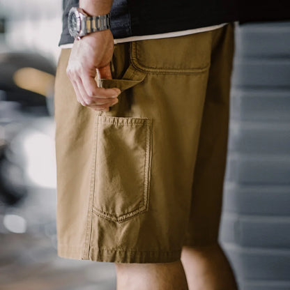 Herren Vintage Holzfäller Shorts mit Multi-Pocket und Reißverschluss für den Sommer
