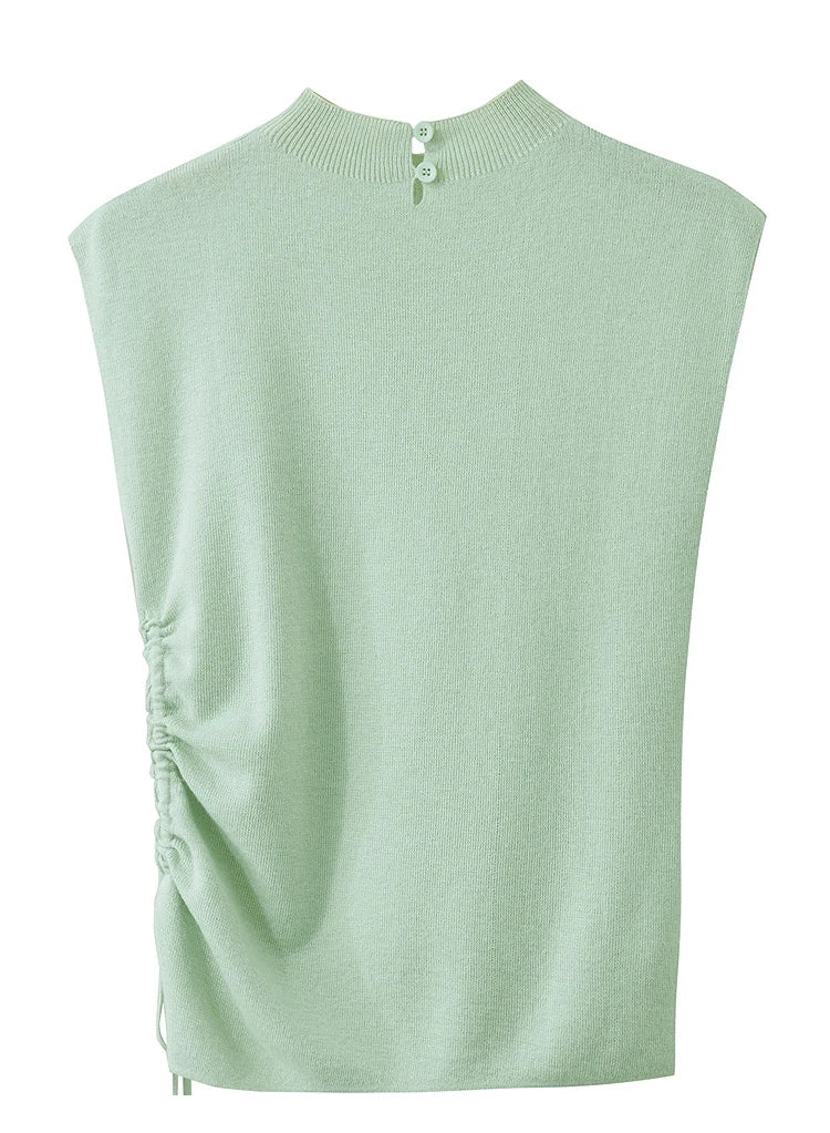 Damen-Halbrollkragen-Pullover Slim Kordelzug Wolle-Mix Sommer
