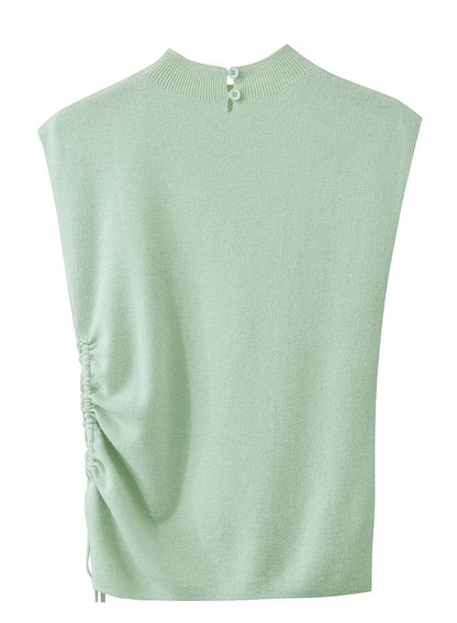 Damen-Halbrollkragen-Pullover Slim Kordelzug Wolle-Mix Sommer