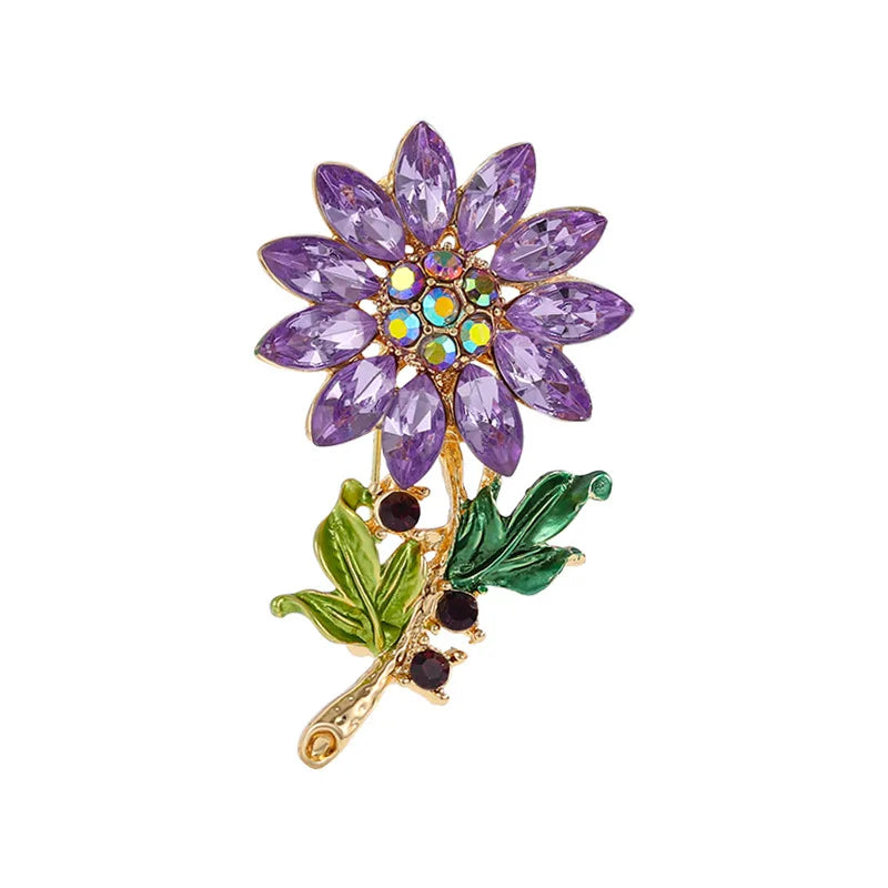 Brosche Blume Emaille Strass Anstecknadel vielseitig Damen