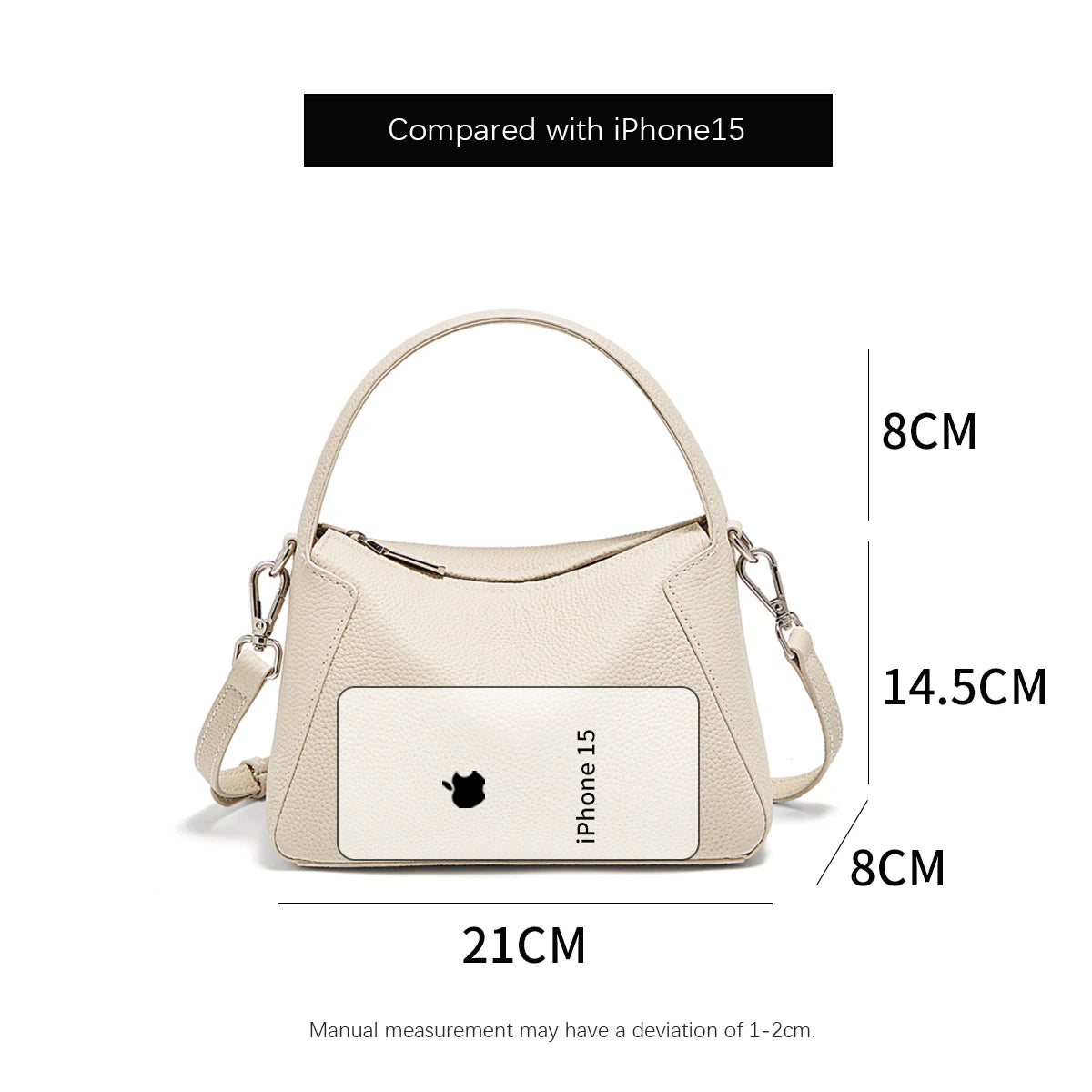 Damen Handtasche Aus Rindsleder Schulter Crossbody Minimalist Style