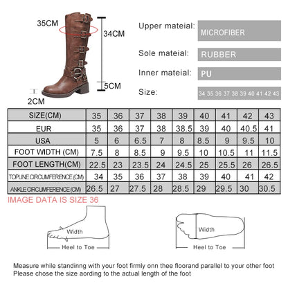 AIYUQI Women Cowboy Boots 2025 Autumn New Belt Buckle Women Marton Boots British Style Large Size 41 42 43 Women Long Boots