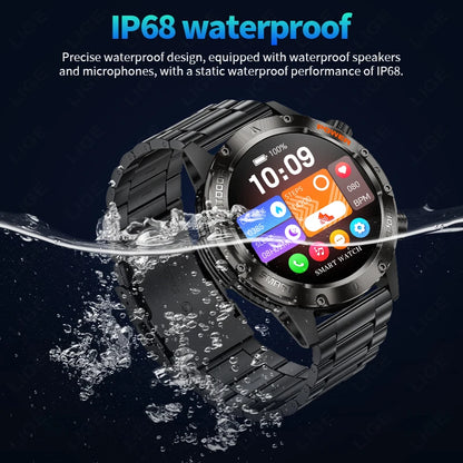 LIGE Neue 1,46 "Outdoor LED Taschenlampe Smart Uhr Männer Bluetooth Anruf Sport Fitness Herz Rate Smartwatch Für Android IOS telefon