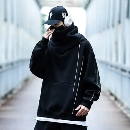 Herren Windjacke mit Rollkragen und Kapuze im Y2K Streetwear Stil