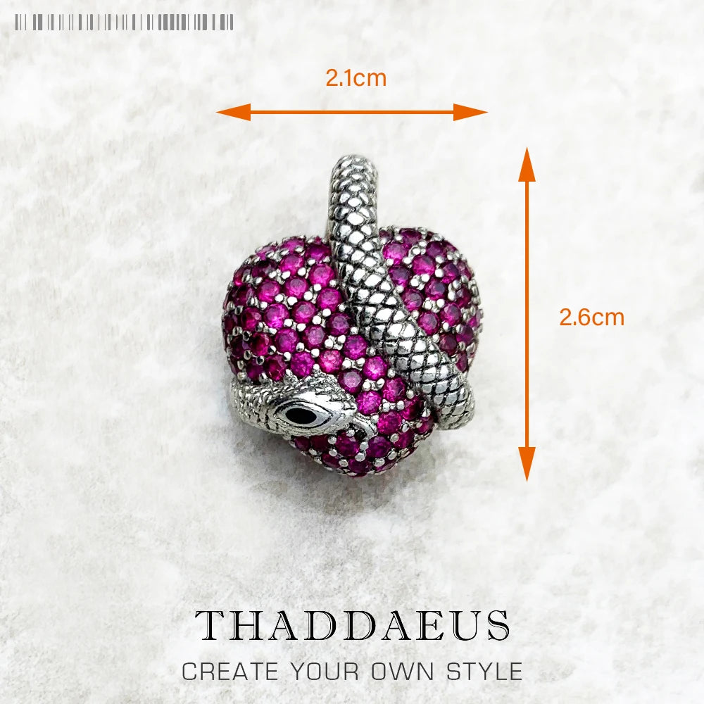 Damen-Charm-Anhänger Schlüssel Schlange Herz II aus Sterlingsilber