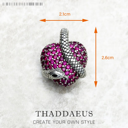 Damen-Charm-Anhänger Schlüssel Schlange Herz II aus Sterlingsilber