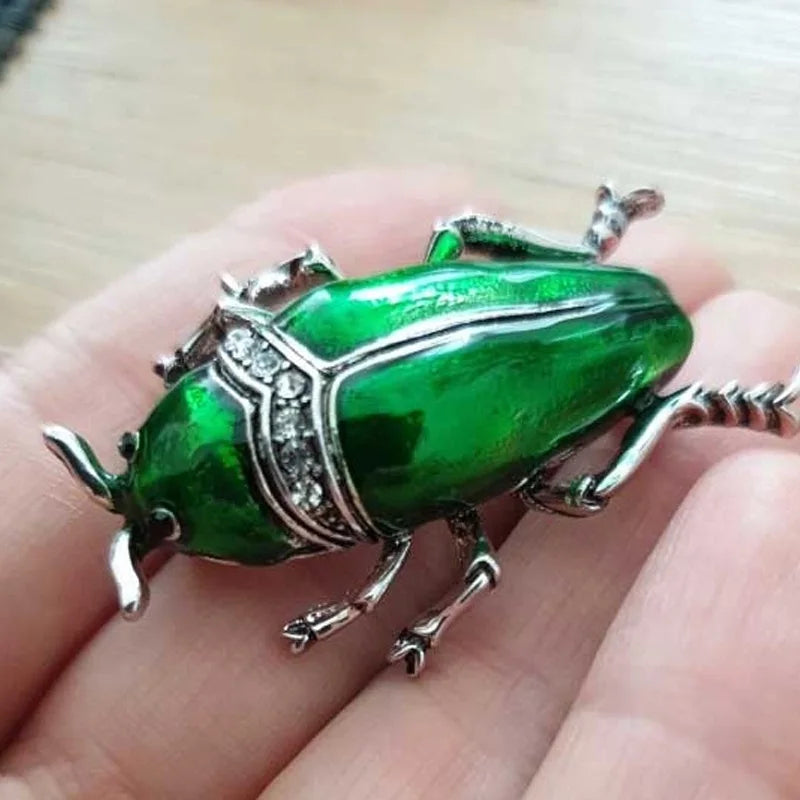 Brosche Käfer Insekt Emaille Strass Geschenk Damen Herren Kinder