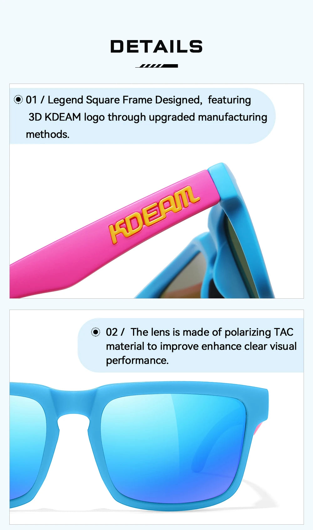 Sonnenbrille polarisiert TR90 Reißverschlussetui Unisex frische Farben