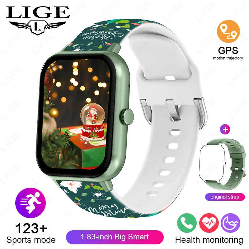 LIGE Multifunktions-Smartwatch für Männer und Frauen, Bluetooth, Anruf, Nachricht, Erinnerung, Sport, Schritt, Kalorien, Smartwatch, Weihnachtsarmband