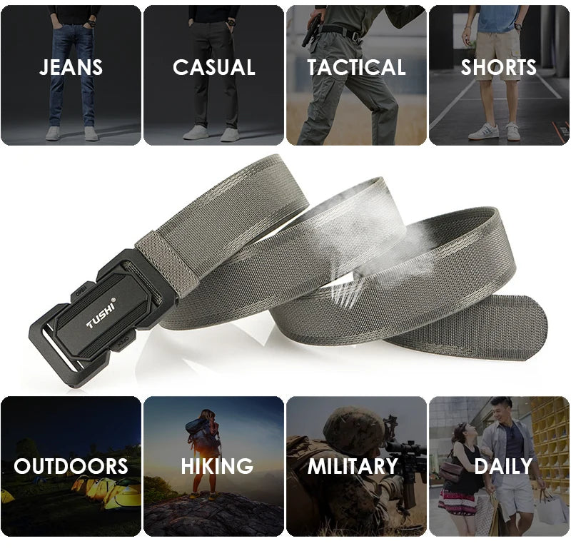 Herren-Gürtel aus Nylon mit Schnellverschluss, elastisch und verstellbar, robuster Outdoor-Alltagsbegleiter