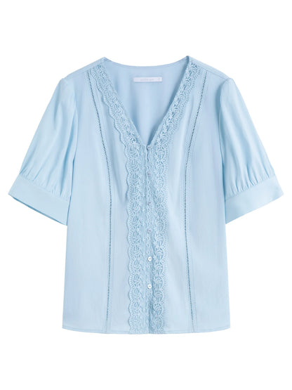 Damenbluse mit Muschelkragen und A-Linien-Schnitt – schmeichelnde Taille, vielseitig von Büro bis Freizeit