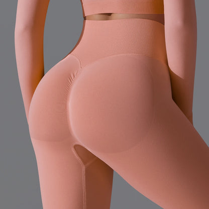 Nahtlose Yoga-Hose für Damen in Rosa mit Booty-Lift-Detail am Po