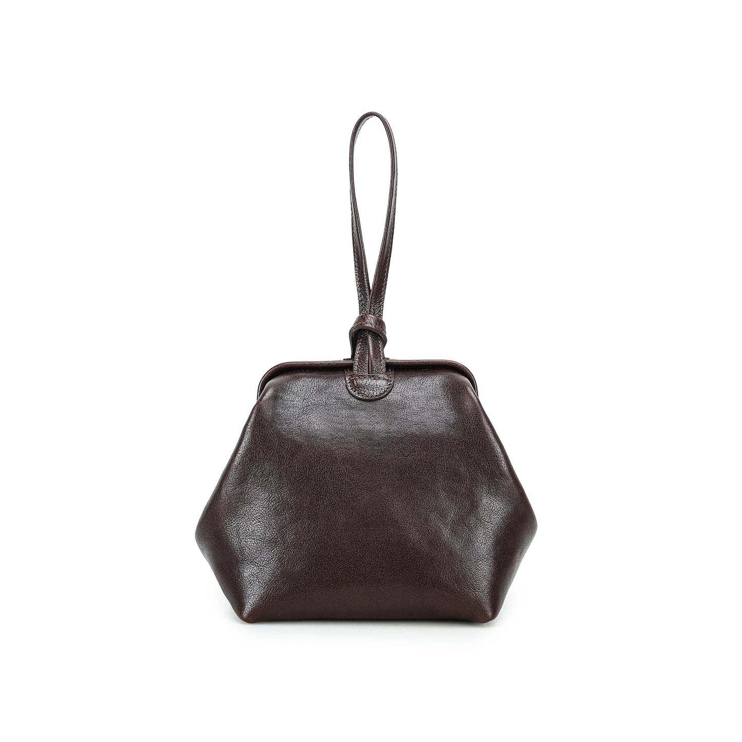 Kleine Handtasche aus Leder in Dunkelbraun mit kurzem Henkel