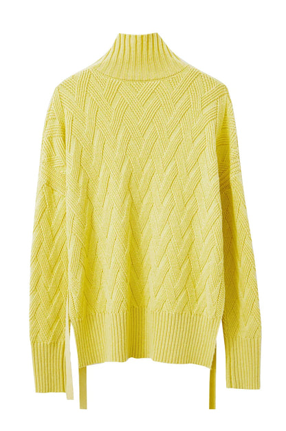 Damen-Rollkragenpullover locker Schnürung Herbst-Winter