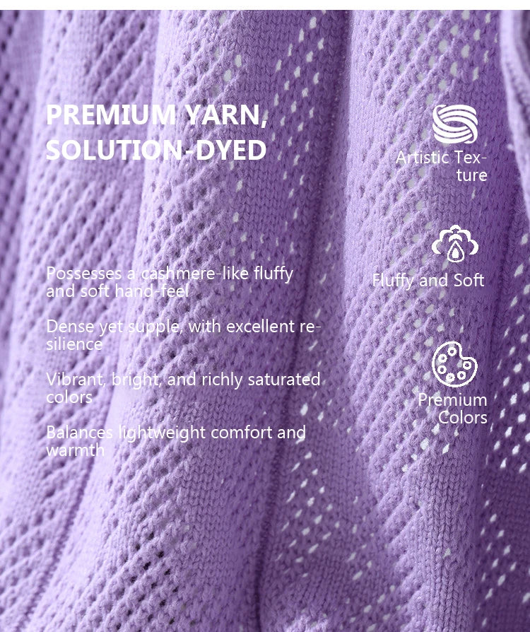 Damen-Strickjacke Kapuze Jacquard Hohlstrick Doppelreißverschluss locker Frühling
