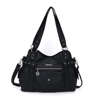 Damen-Handtasche aus PU mit Reißverschluss und Mehrfachfächern, ideal für Alltag und Freizeit, Innenfutter aus Polyester