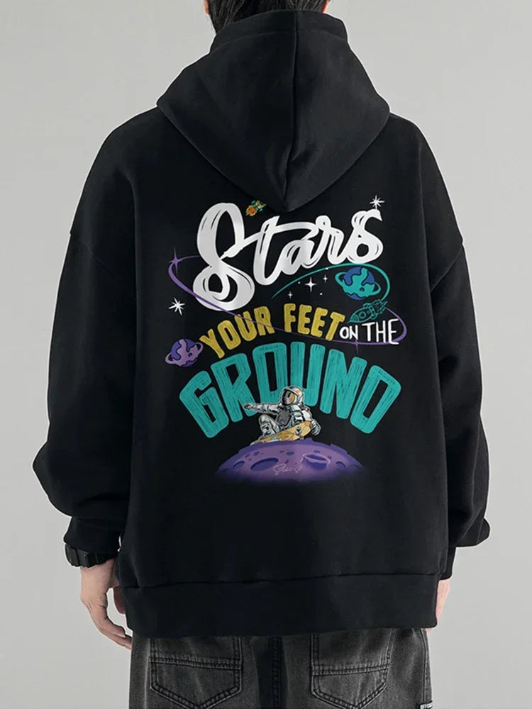 Herbst Cartoon Astronaut Gedruckt Hoodies Für Männer Neue Hip Hop Mode Streetwear Mit Kapuze Sweatshirt Y2K Vintage Pullover Hoody