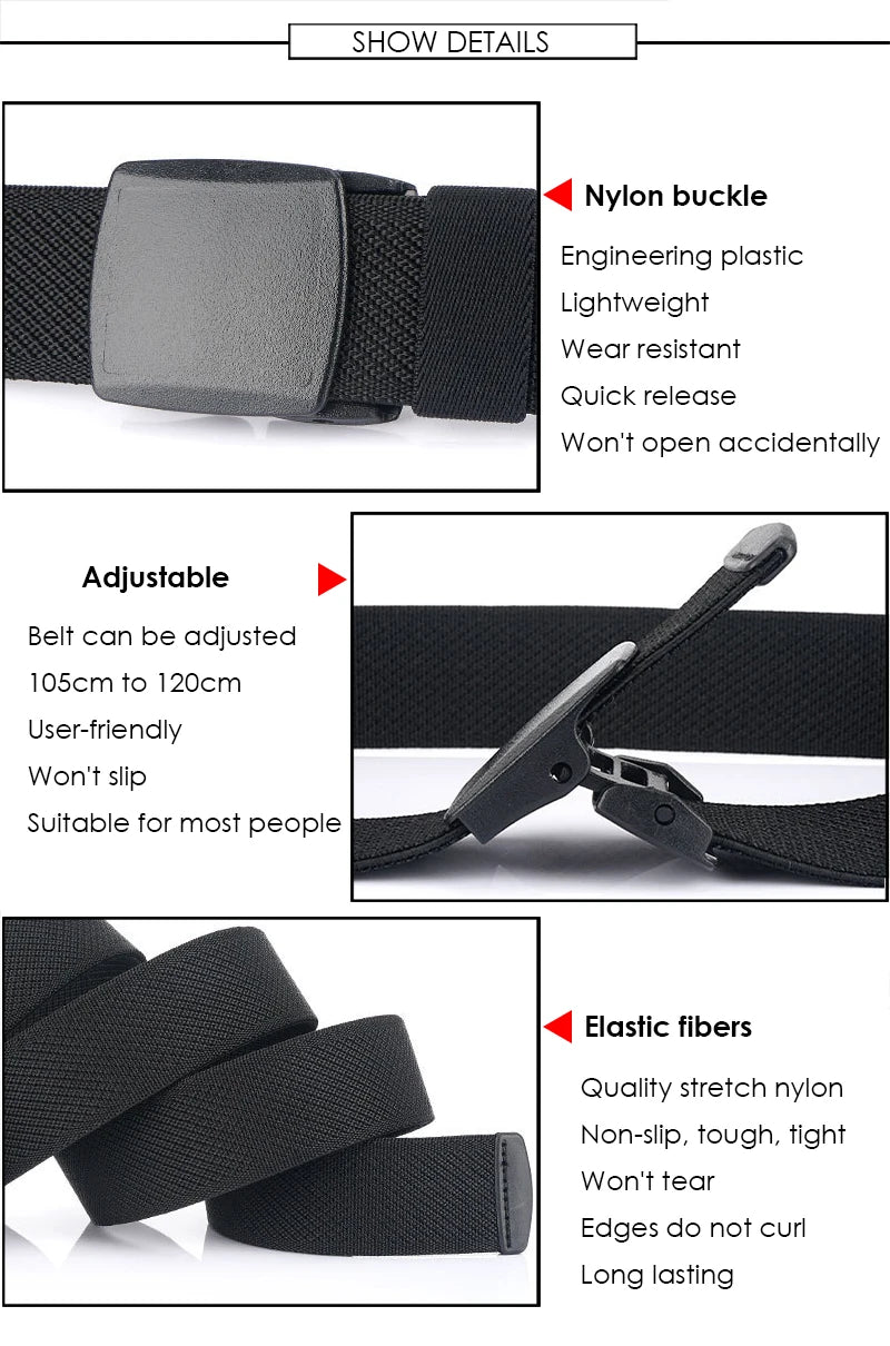 Unisex-Gürtel Elastisch Aus Canvas Mit Nylon-Schnellverschluss 3,8 cm Breite Für Outdoor