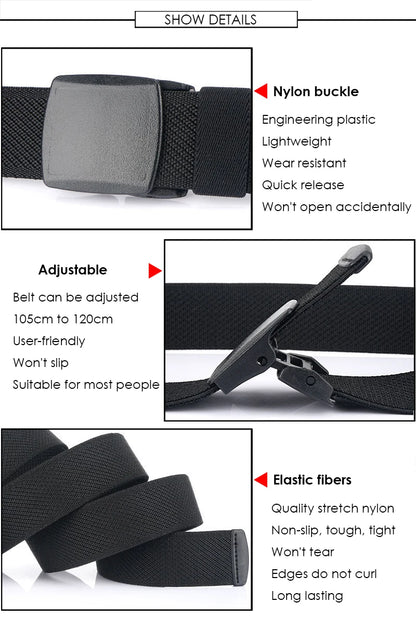 Unisex-Gürtel Elastisch Aus Canvas Mit Nylon-Schnellverschluss 3,8 cm Breite Für Outdoor