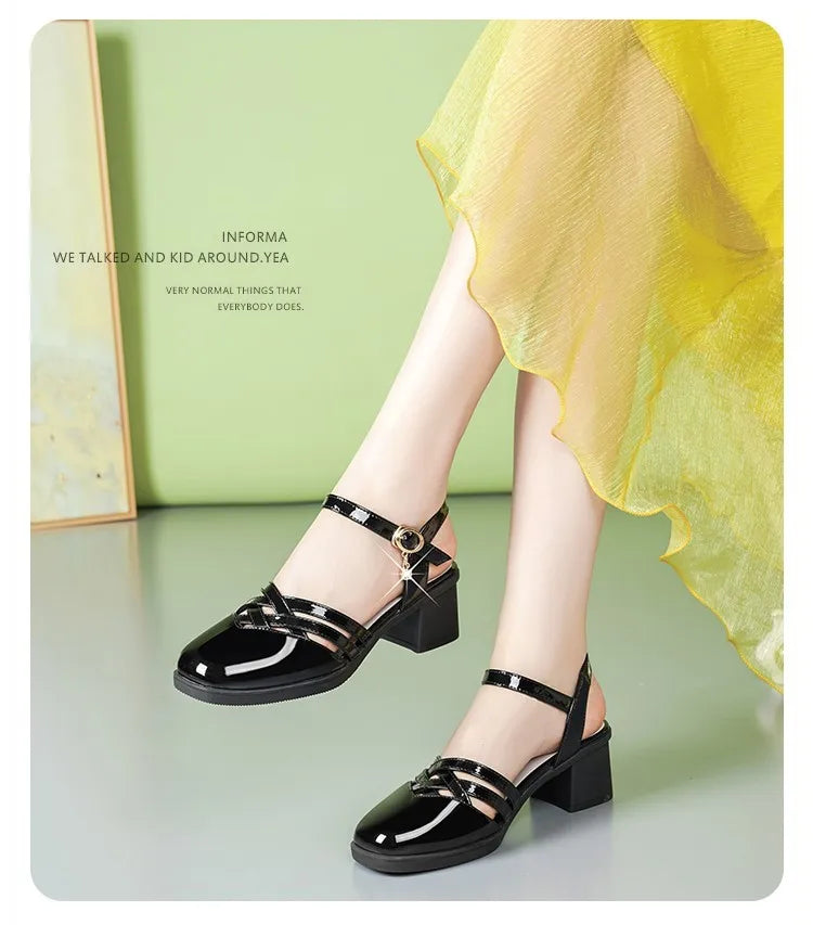 AIYUQI Gladiator-Sandalen, Sommer 2022, neue Damen-Sandalen aus echtem Leder, geschlossene Zehen, große modische Sandalen für Damen