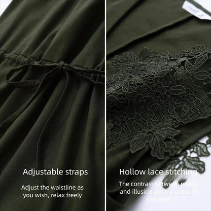 Elegantes Damenkleid Mit Kordelzug Tiefem V Ausschnitt Für Berufstätige