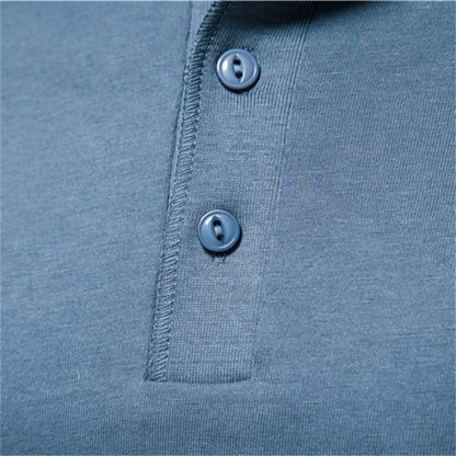 Herren Langarm T-Shirt mit Button-Down Kragen aus hochwertiger Baumwolle